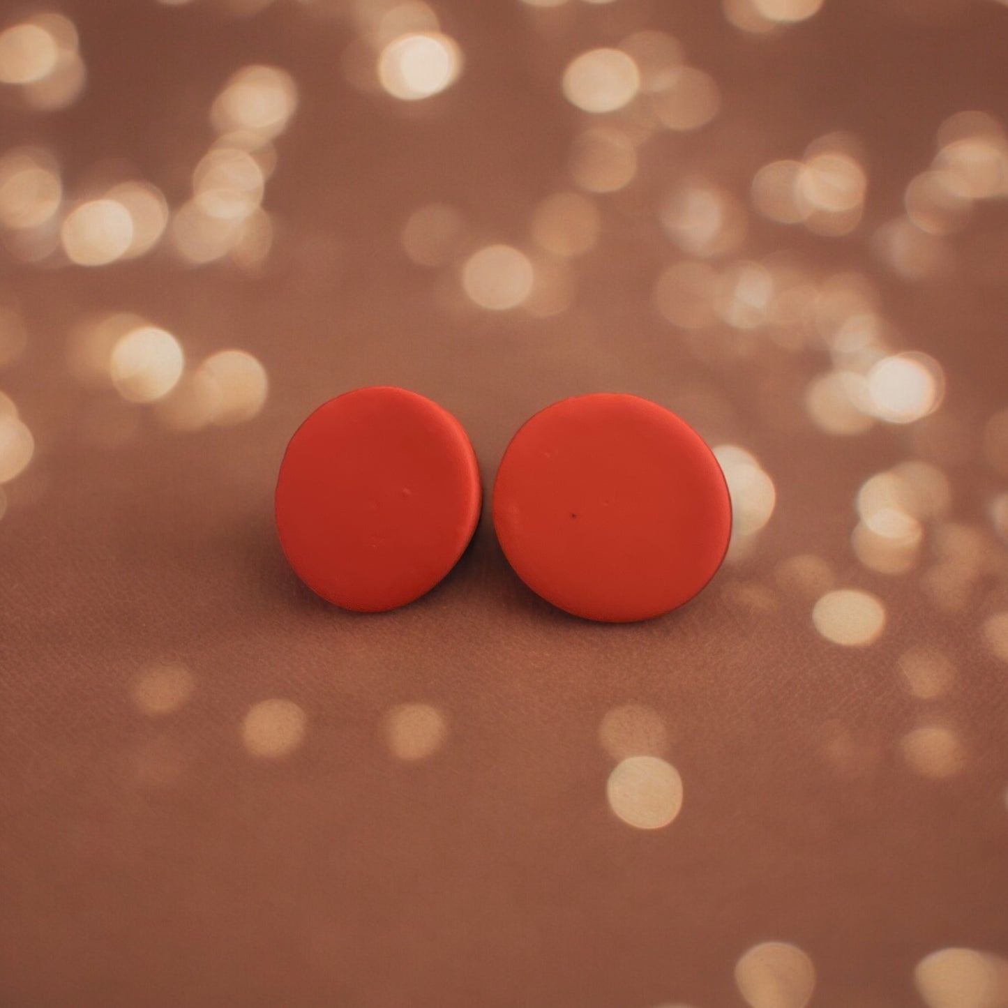 Neon Coral Button Earrings