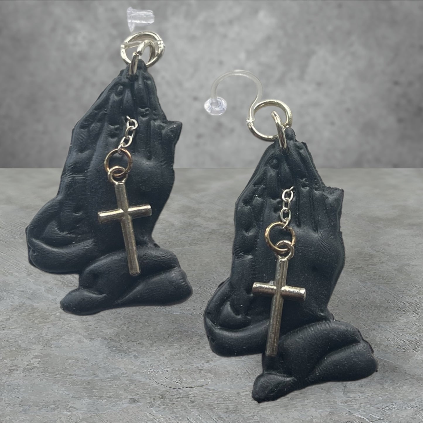Black Praying Hands Earrings